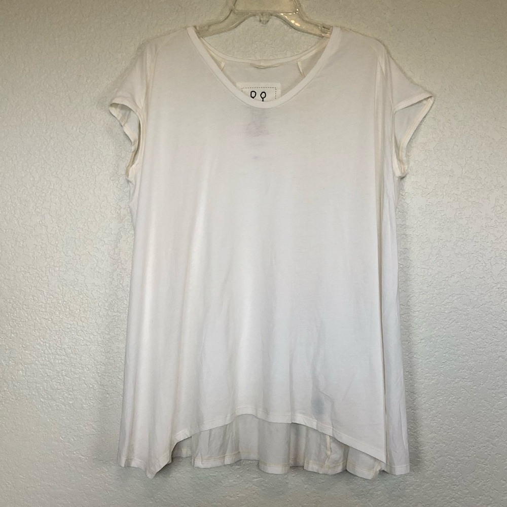 Johnny Was Pete & Greta White Short Sleeve Oversized Trapeze Tunic Tee Small